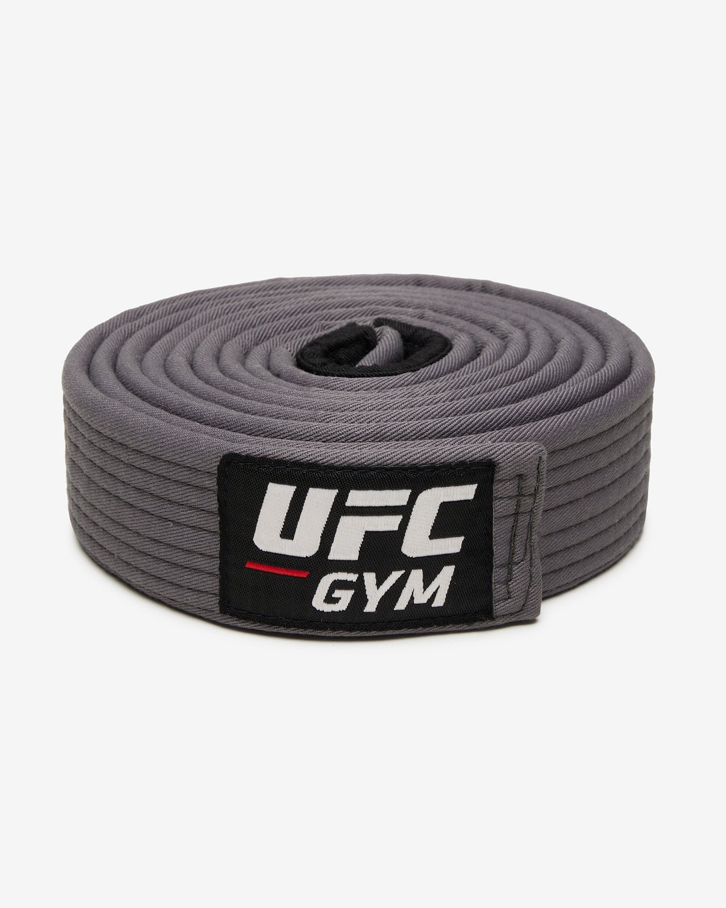Gray UFC Gym belt on a white background facing forward