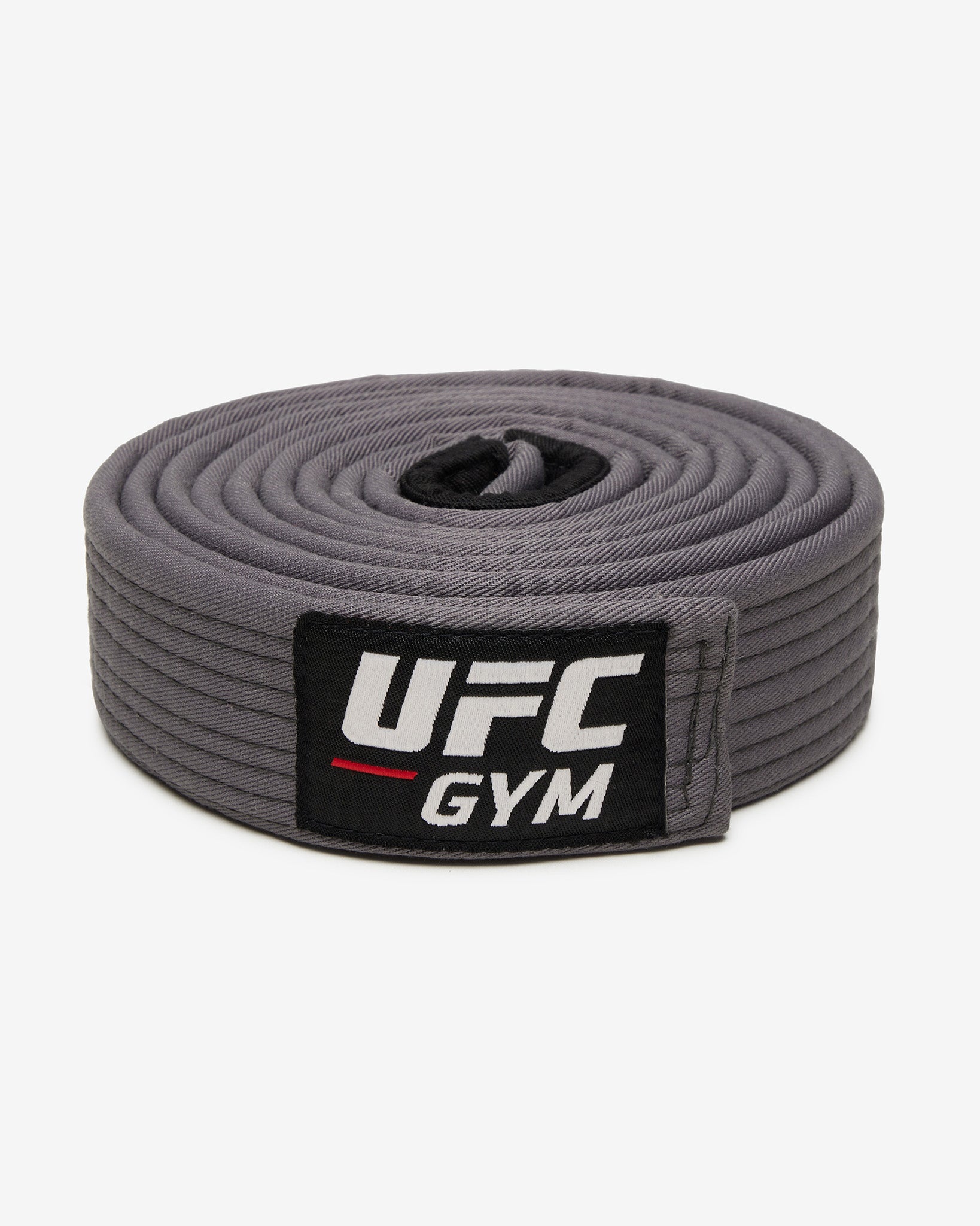 Gray UFC Gym belt on a white background facing forward
