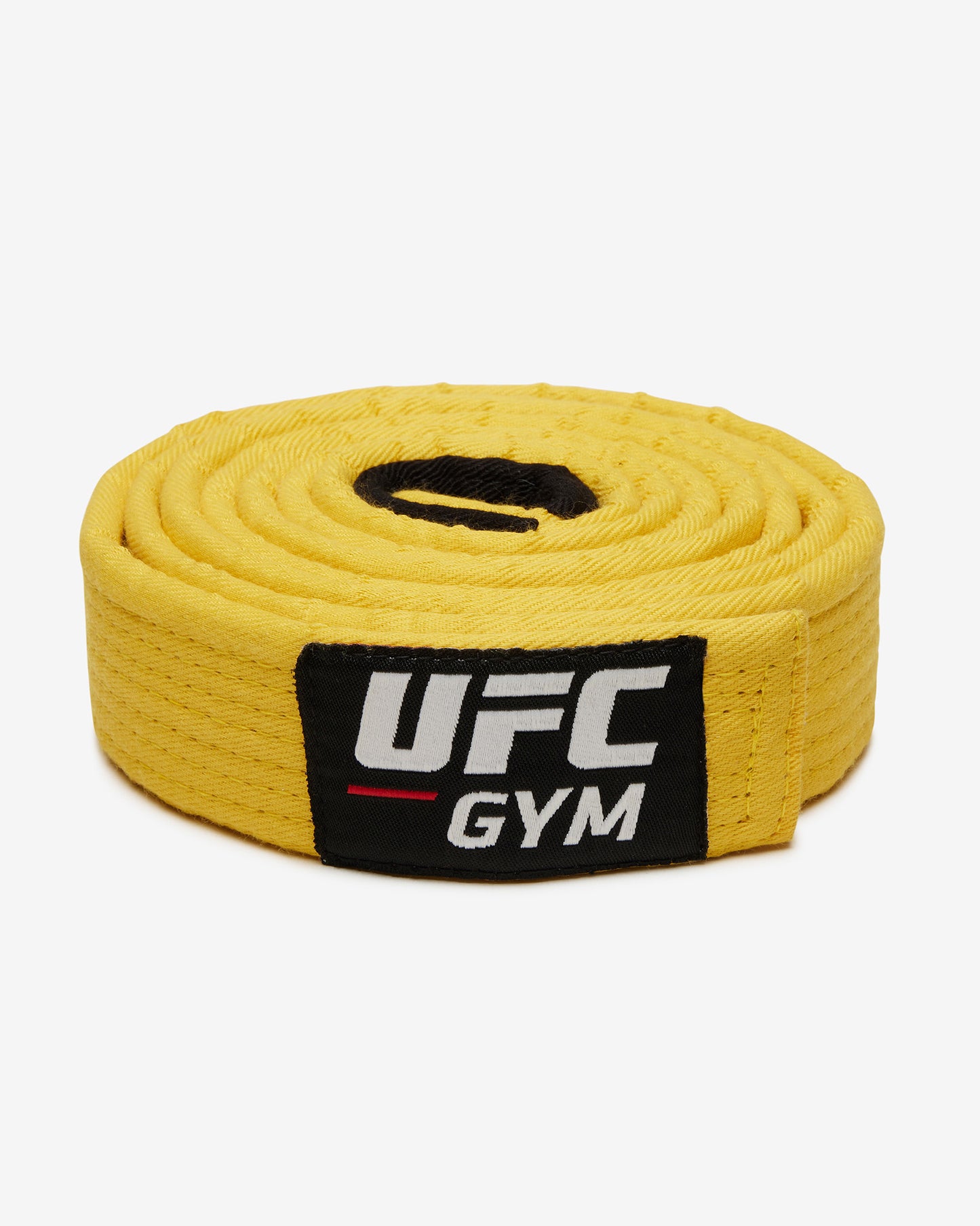 Yellow UFC Gym belt on a white background facing forward