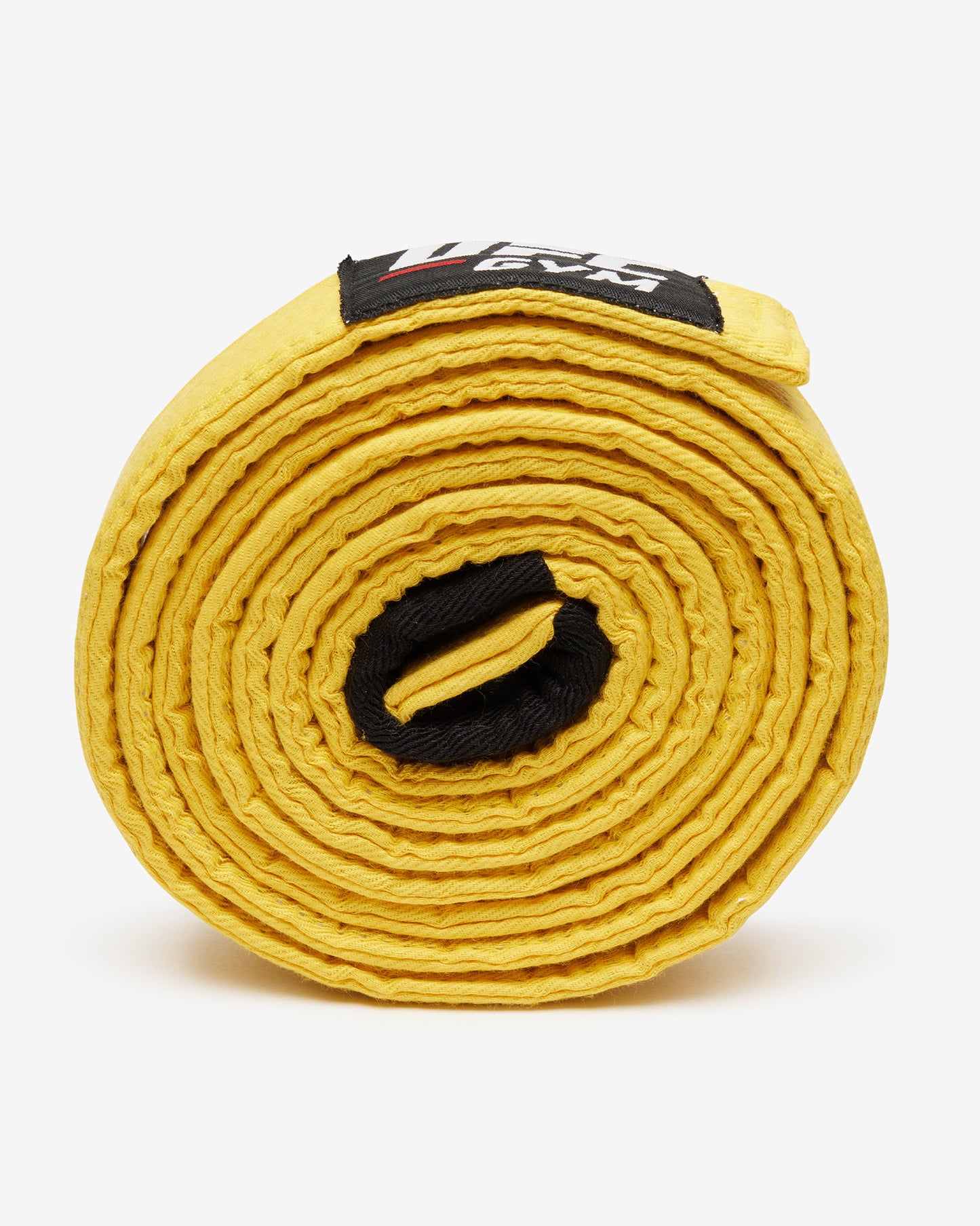 Yellow UFC Gym belt on a white background on its side