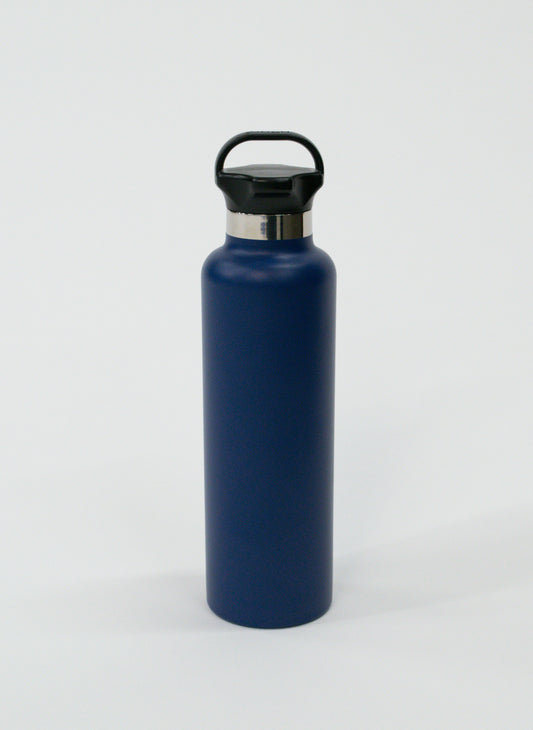 The UFC FIT WATER BOTTLE by UFC Gym is a blue stainless steel bottle with a black screw-on lid and carrying handle, ideal for fitness enthusiasts, displayed upright against a plain white background.
