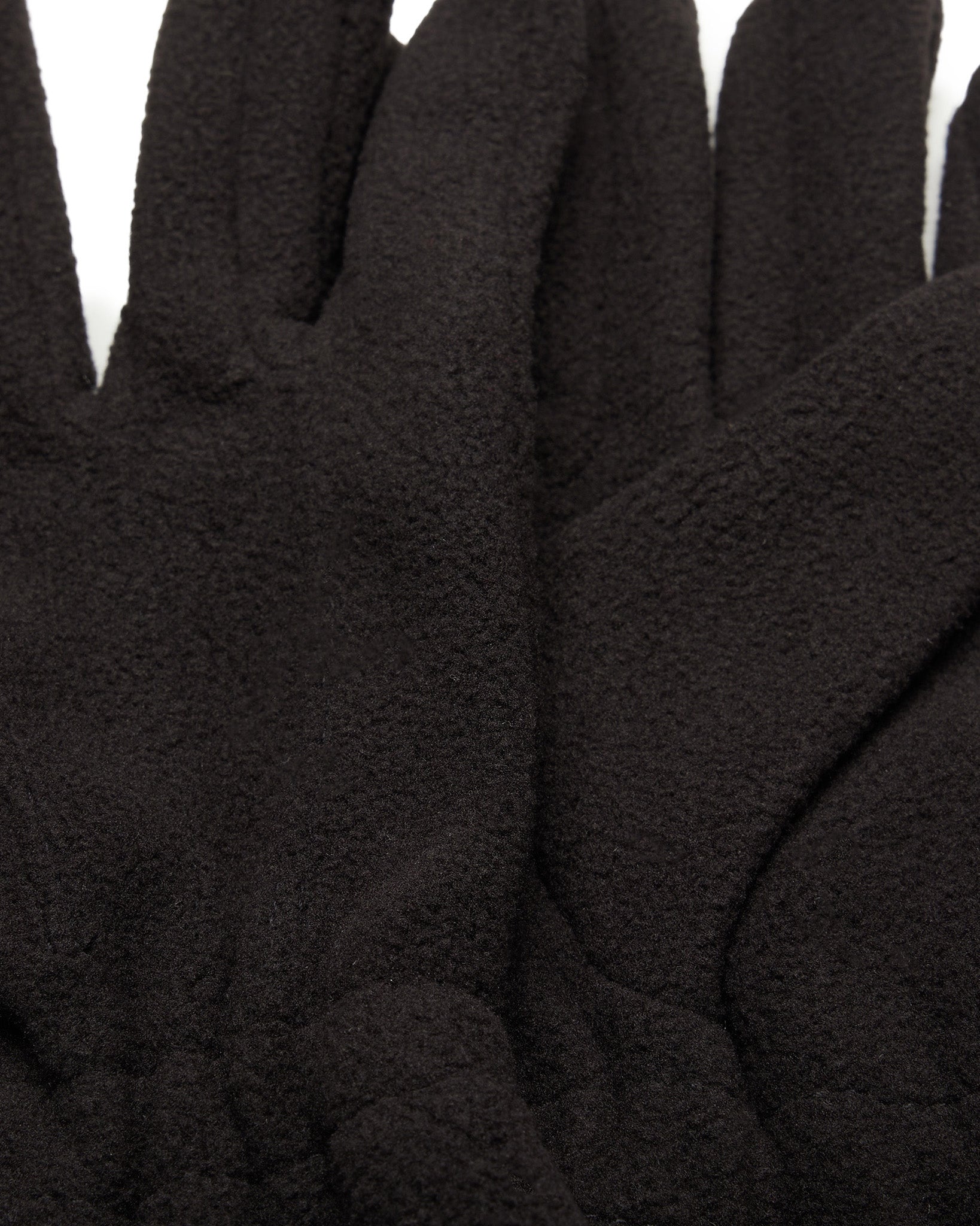 Close-up of black gloves with a textured surface.