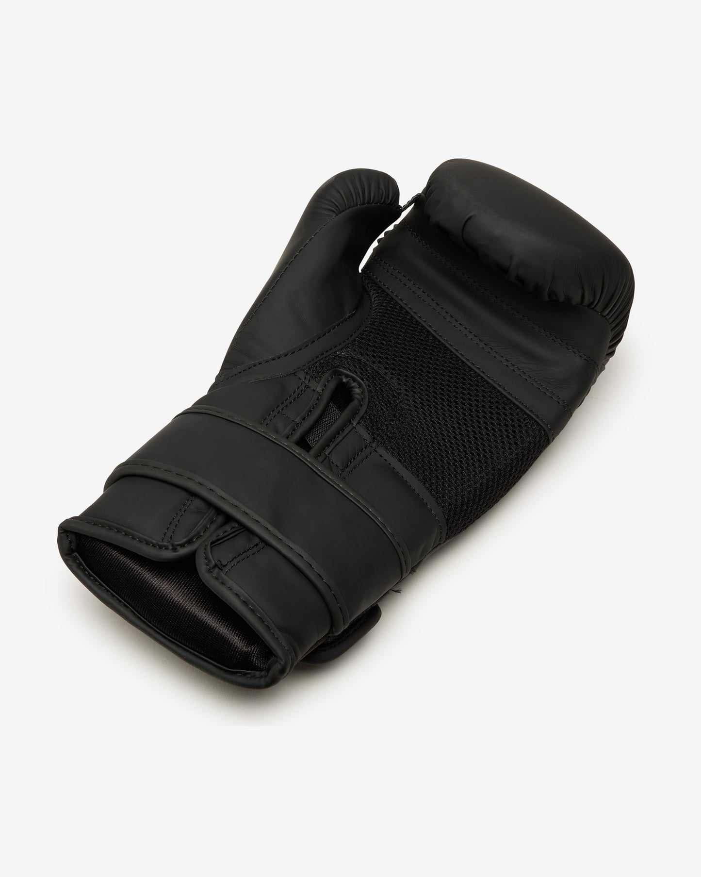 Black boxing glove on a white background
