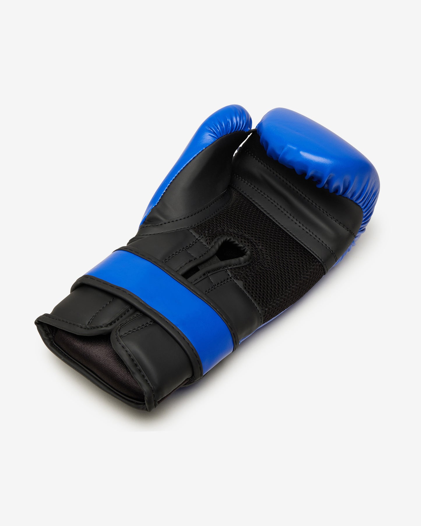 Black and blue boxing glove on a white background