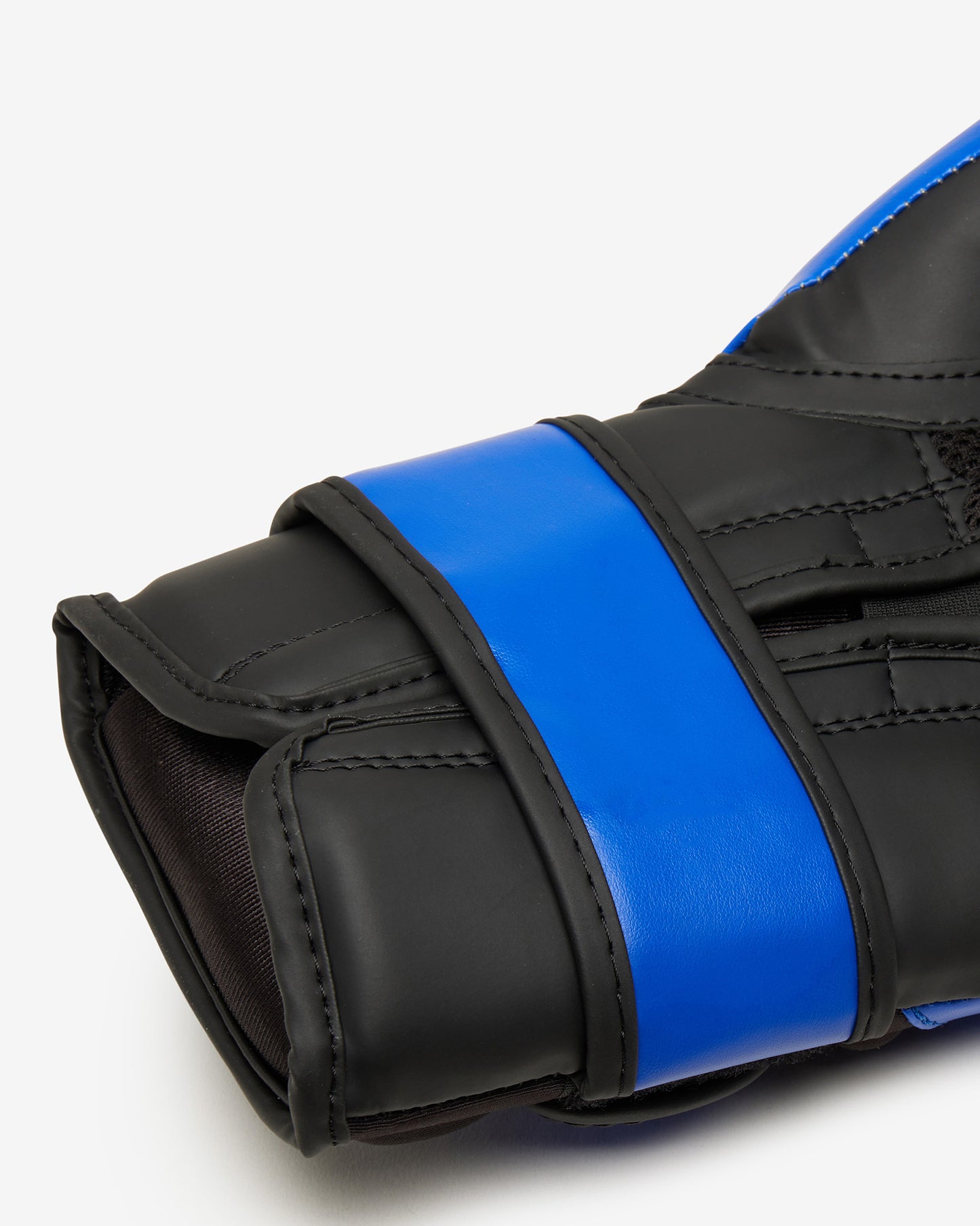 Black and blue boxing glove on a white background