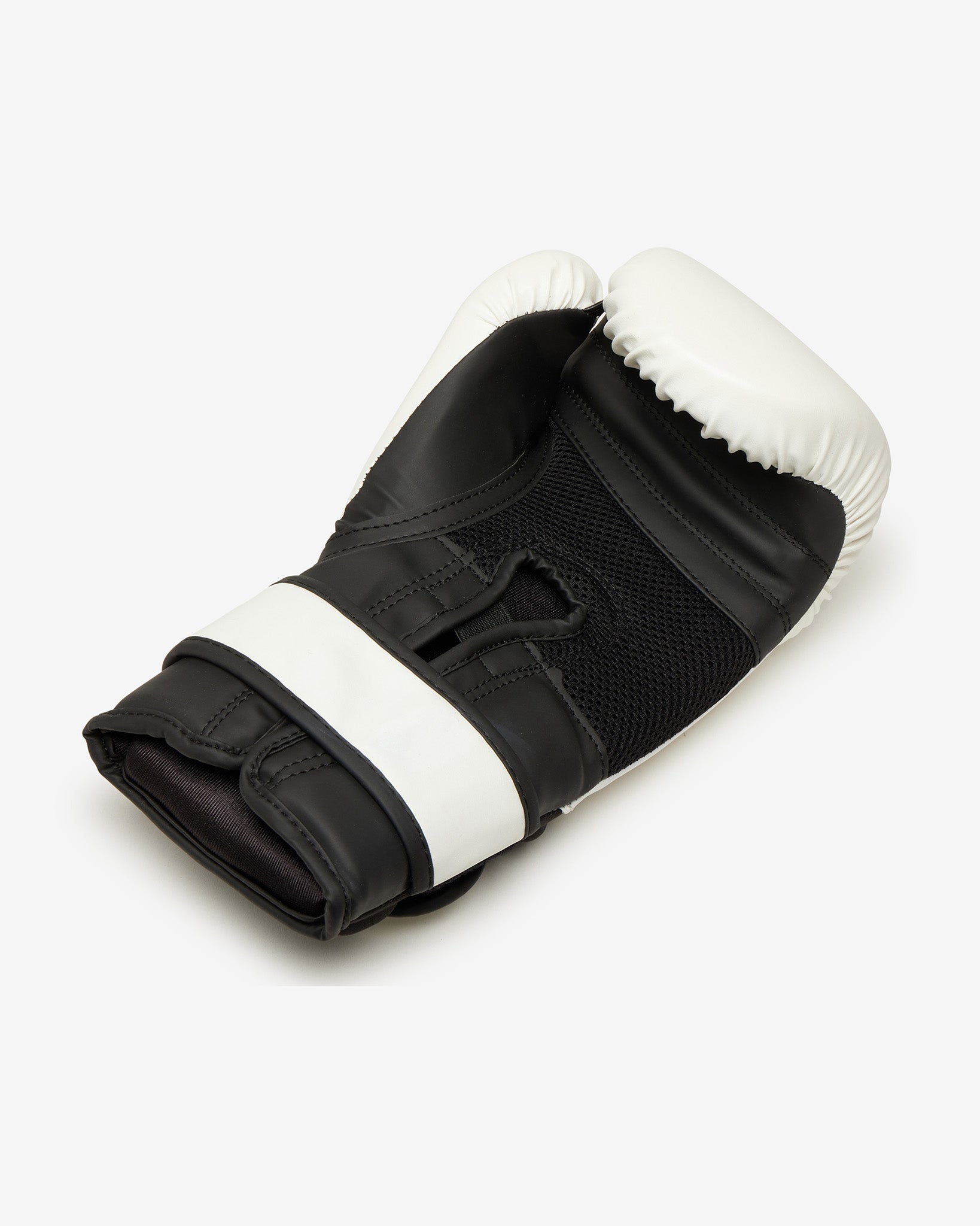 Black and white boxing glove on a white background